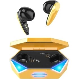 Resim Torima Oyuncu Kulaklığı Kablosuz Kulakiçi Rgb Işıklı Çift Mikrofonlu 3 Modlu Bluetooth 5.2 Tg-g20 Sarı 