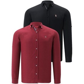 Resim İkili Set G674 Dewberry Erkek Gömlek-siyah-bordo Siyah-bordo 