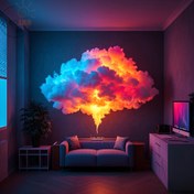Resim 100.0cm Akıllı LED Bulut Işığı Müzik Ritmi ile, Uygulama Kontrollü Gök Gürültüsü Gece Lambası Yatak Odası ve Oyun Odası Dekoru için, USB Güçlü, Canlı Parlama, Uzaktan Kumanda Dahil, Noel Hediyeleri, Partiler ve İç Mekan Dekorasyonu için Mükemmel, Parti Atmosferi Arttırıcı | Canlı Parlayan Işık | Plastik LED Bulut, Bulut Partisi Dekoru 