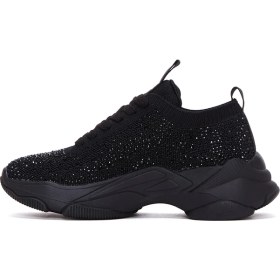 Resim Derimod Zero Kadın Siyah Bağcıklı Kalın Tabanlı Taşlı Kumaş Sneaker 25AFD43006F 