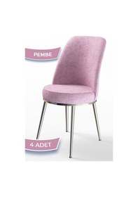 Resim Canisa Concept Dexa Serisi Pembe Renk 4 Adet Sandalye, Renk Pembe, Ayaklar Krom Pembe 