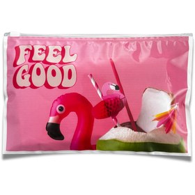 Resim Hazır Desenli Fermuarlı Çanta - Pembe / 25*16 / 50 
