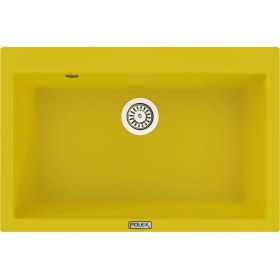 Resim POLEX Cristalüx Granit Evye P-X76 Sarı Tezgah Altı Ve Tezgah Üstü Mutfak Evyesi 75x50cm 