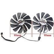 Resim Prestigegoods 2 Adet 95x95x12mm Cf1010u12s Siyah+kırmızı Xfx Radeon Rx 580/590 Fanı Değiştirici 