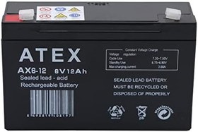 Resim ATEX AX6-12 6V Volt - 12Ah Amper Bakımsız Kuru Akü 