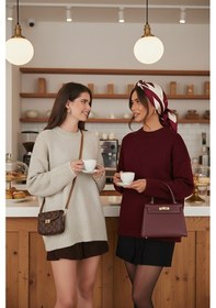 Resim Lela Regular Fit Bisiklet Yaka Basic 2'Li Paket Triko Bayan Kazak 4616213S2 Taş-Bordo 