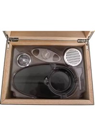 Resim Falconetti Mat Siyah Humidor Puro Kutusu Küllük Makas Seti Rd26 