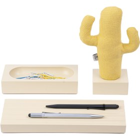Resim Kayigo Woody Krem Üçlü Ofis Seti - Sarı Cactus 