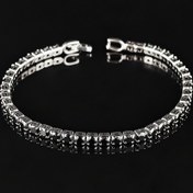 Resim Şık Hip-Hop Tarzı Siyah Kübik Zirkonya Tenis Bileklik - Güvenli Tokalı Lüks Bakır El Zinciri, Partiler, Müzik Festivalleri & Yıldönümü Hediyeleri için İdeal 
