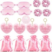 Resim 16'lı Parti Hediyesi Seti, İpeksi Uyku Göz Maskesi, Kalp Şeklinde Anahtarlık, Saç Tokası, İpeksi Hediye Çantası, Kadın Partileri, Düğün Hediyeleri, Anneler Günü, Tatil Hediyeleri, Yıldönümü, Doğum Günü Hediyesi Cadılar Bayramı & Noel için Uygundur 