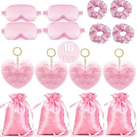 Resim 16'lı Parti Hediyesi Seti, İpeksi Uyku Göz Maskesi, Kalp Şeklinde Anahtarlık, Saç Tokası, İpeksi Hediye Çantası, Kadın Partileri, Düğün Hediyeleri, Anneler Günü, Tatil Hediyeleri, Yıldönümü, Doğum Günü Hediyesi Cadılar Bayramı & Noel için Uygundur 
