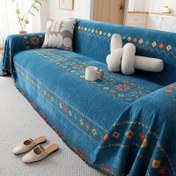 Resim 1 adet Bohemian Chenille Koltuk Atölyesi Kapağı ile Geometrik Dikiş - Ekstra Büyük, Kalın, Pet Dostu, Tüm Mevsim Mobilya Koruyucu - Tassel Aksesuarları, Makine Yıkamaya Uygun, Tek, Çift, Üçlü ve Bölümlü Koltuklarına Uygun 