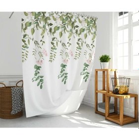 Resim Banyo Perdesi 1x120x200 Tek Kanat Duş Perdesi Halka Hediyeli 7184 Beyaz 