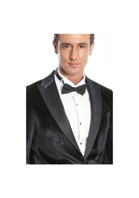 Resim Wessi Kadife Slim Fit Siyah Erkek Smokin Ceket Siyah 