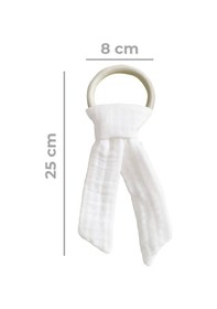 Resim Pamuk Muslin Bebek Diş Kaşıyıcı Yıkanabilir Ahşap Beyaz 