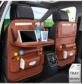 Resim Dashanshop Premium Deri Koltuk Organizer Katlanır Tepsi Çok Cepli A-brown 