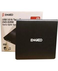 Resim Enkado EKD-UDVD120 Type-C - USB 3.0 Dvd-R-Cd-R-Rw- Dvd-Rw Ultra Slim Harici Optik Yazıcı Siyah 