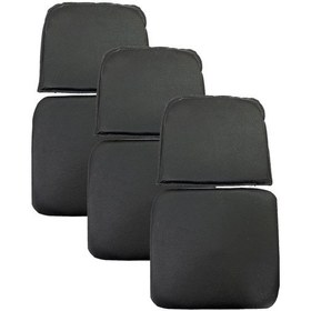 Resim Knsz minder seti 3 lü zng&mğr&uslu syh suni deri tel bar sandalyesi oturma ve sırt minderi set 