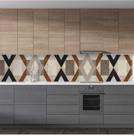 Resim Mutfak Tezgah Arası Folyo Fayans Kaplama Folyosu Geometrik Dekorasyon 