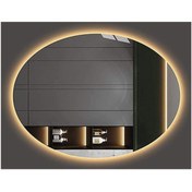 Resim GLOBAL LED MIRROR 70x50 Cm Elips Ledli Ayna Antrasit Dresuar Hol Koridor Duvar Salon Banyo Wc Ofis Çocuk Yatak Odası 