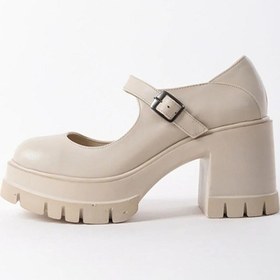 Resim Kadın Ruby Krem Cilt Tek Baretli 8 Cm Topuklu Platformlu Ayakkabı 601-krem Cilt 