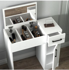 Resim Arnetti İnci Aynalı Makyaj Masası Beyaz 