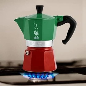 Resim - Italia: 3 Cups Ocak Üstü Espresso Pişirici - 130ML - Karma Renk - Alüminyum Gövde - Patentli Güvenlik Valfi - Tüm Ocak Türleri Için Uygundur (Indüksiyon Hariç) 
