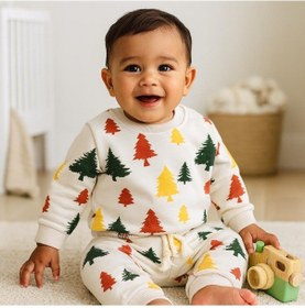 Resim Orman Desen Omuzdan Çıtçıtlı Şardonlu Kışlık 2li Takım Krem 