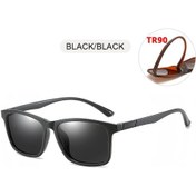 Resim Hafif Tr90 Erkek Güneş Gözlüğü Klasik Kare Polarize Güneş Gözlüğü Erkek Yüksek Polarized Black Black Siyah 