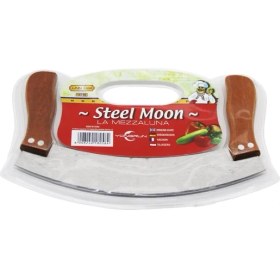 Resim Shopwave Steel Moon Çift Ahşap Saplı Zırh Bıçak Kesici - Doğrayıcı 24 x 14 x 1,5 cm (5047) 