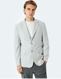 Resim Koton Slim Fit Pamuk Karışımlı Cep Detaylı Mono Yaka Blazer Ceket Gri 5sam50004hk Gri 