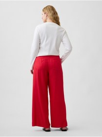 Resim GAP Kadın Kırmızı High Rise Keten Karışımı Wide-Leg Pantolon 