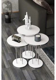 Resim Uslucan Alışveriş Orta Sehpa Ve Zigon Sehpa Terra Gümüş Beyaz Çok Renkli 