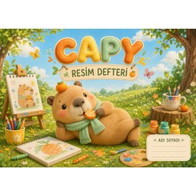 Resim Papelia Capy Resim Defteri - Sevimli Capybara Kapaklı Çocuk Resim Defteri 