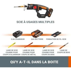 Resim WX550 20VOLT 2.0AH. Li-Ion Profesyonel Dekupaj ve Tilki Kuyruğu Testere 