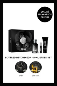 Resim BOSS Bottled Beyond EDP 100 ml Parfüm + Seyahat Boy 10 ml Parfüm + 100 ml Duş Jeli Erkek Parfüm Seti 