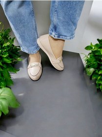 Resim Kadın Pırıltılı Zigzag Zincirli Kaymaz Taban Ev Ve Dışarı Babeti Bej 