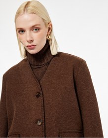 Resim Koton Çoban Dikişi Detaylı Düğmeli Uzun Kollu Cepli Kaşe Ceket Kahverengi 6wak20248ew Kahve 