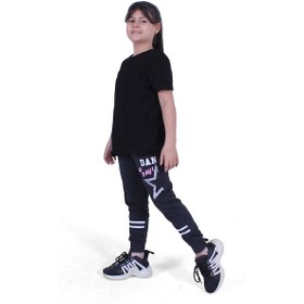 Resim Fyk Kids All Day Yazı Baskılı Kız Çocuk Eşofman Altı Füme 