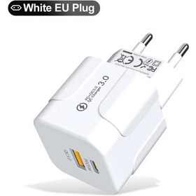 Resim Pd 25 W Usb C Hızlı Şarj Cihazı İphone Uyumlu Xiaomi Samsung Ab/abd Tak Mini 2 Port Bk317 Eu White 1 Adet 