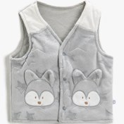 Resim Erkek Bebek Bibaby İşlemeli Yelek Pamuklu Peluş V Yaka 