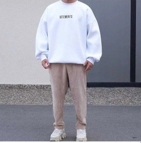 Resim Adrift Vetements Renkli Oversize Bisiklet Yaka Pamuklu Sweatshirt Beyaz Beyaz 