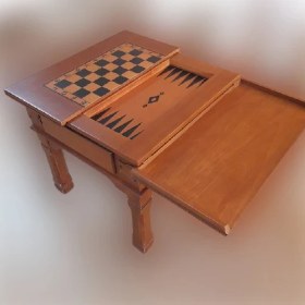 Resim Bengi Ticaret Orta Sehpa Satranç-Tavla Küçük Kayın Lükens Aslan Ayak El Yapım Yakarak Nakış Kutuda Sevk El Yapım 