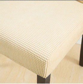 Resim Bambu Kareli Kumaş Esnek Lastikli Sandalye Kılıfı Örtüsü 