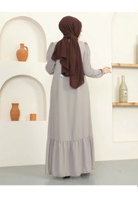 Resim Krep Kumaş Tesettür Ferace / F0134 - Bej Bej 