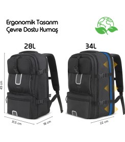 Resim MACK MCE-1205 17.3 EXPLOR 34L Eco Seyahat Sırt Çantası 