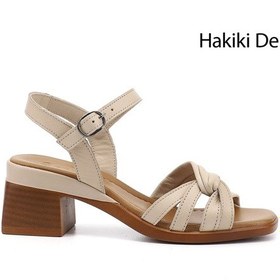 Resim Gönderi(R) Gönderi R Kadın Bej Antik Bilek Bağlı Kalın Topuklu Hakiki Deri Sandalet Dyza70945410 