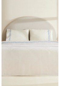 Resim Karaca Home Sparky %100 Pamuk Yaprak Nakışlı Çift Kişilik Pike Takımı Beyaz 