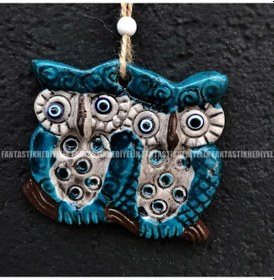 Resim Baykuş Nazar Boncuk Seramik No:1 Bahçe Balkon Kapı Duvar Süs (386839424) 