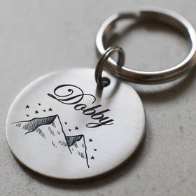 Resim Dağ Ve Yıldız Figürlü Evcil Hayvan İsimlik | Kedi ve Köpek Künyesi - Büyük- 1TL'den Biraz Büyük (2.7 cm) / Pirinç Madeni 